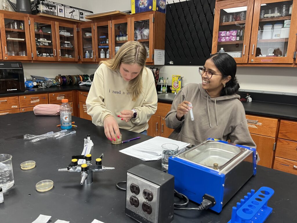 Upper School students working in the lab at Woodlawn School