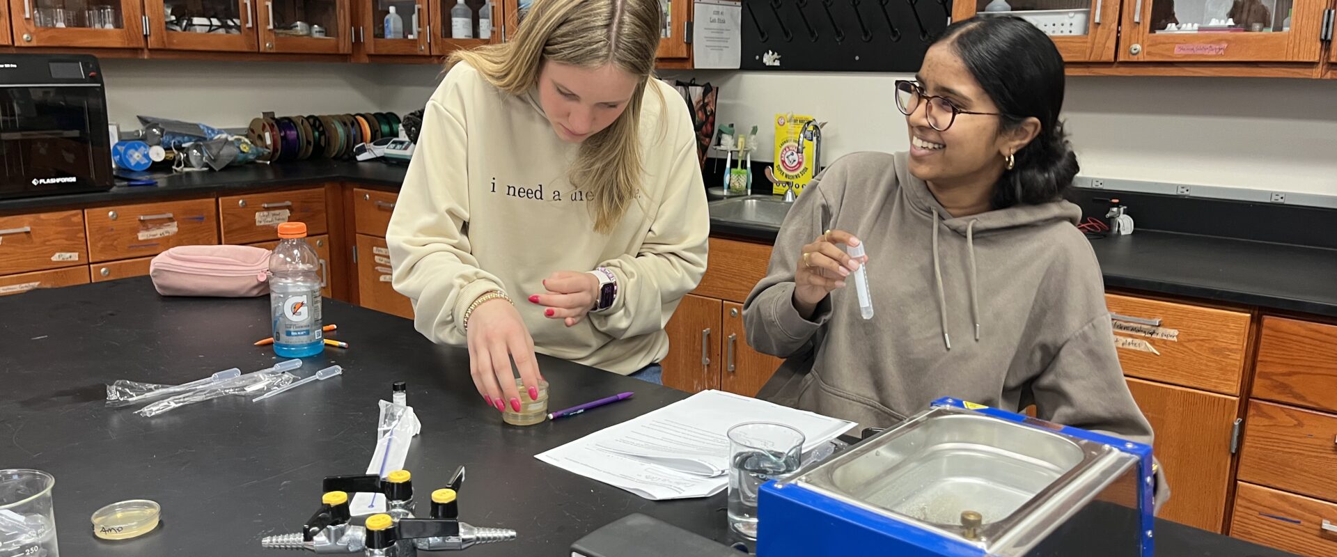 Upper School students working in the lab